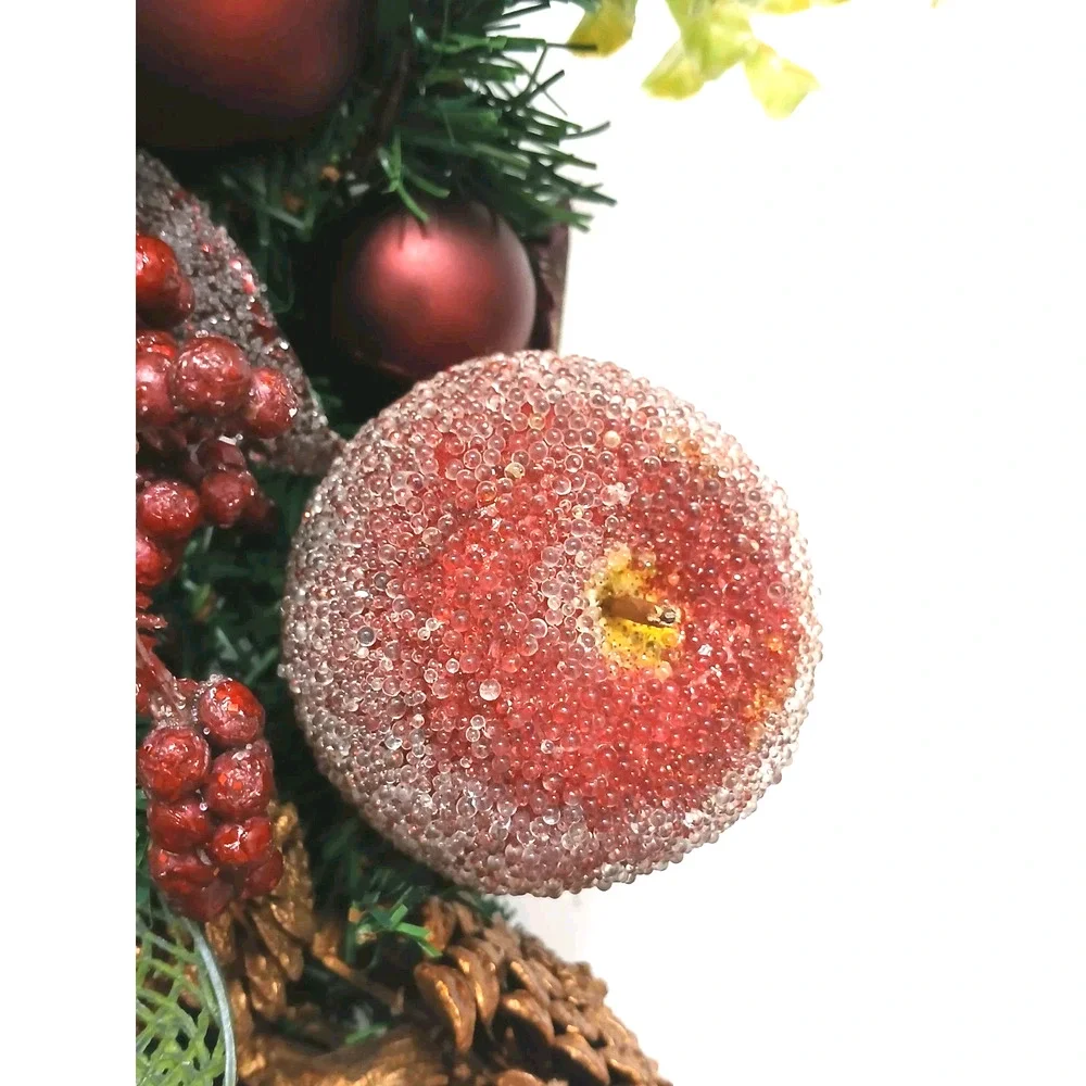 Partridge In Pear Tree Winter Door Wreath Realistic Holiday Crystal Fruit Apple